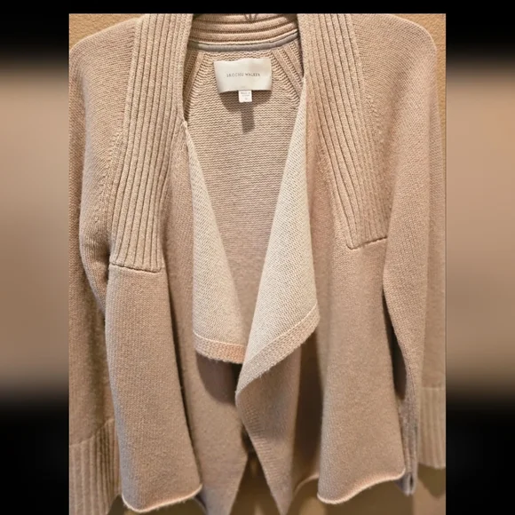 Brochu Walker Tan Wool Cashmere Waterfall Cardigan Size Small - Picture 4 of 6